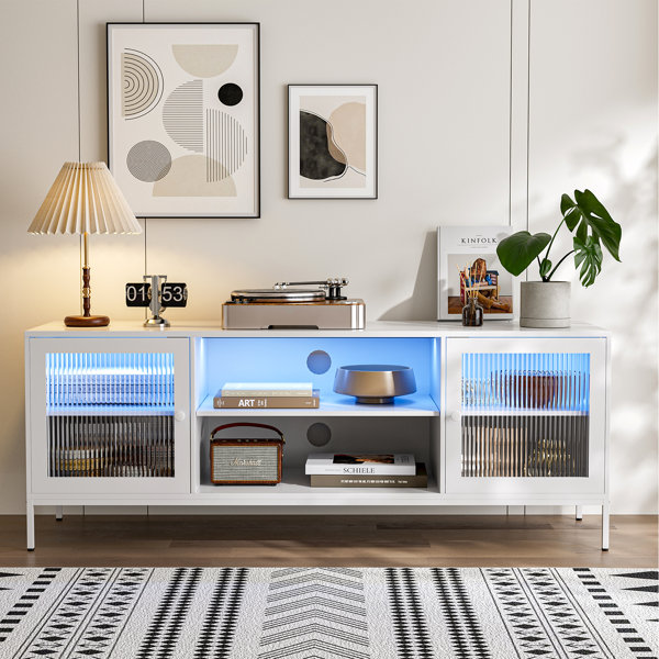 Hokku Designs Gaten Modern LED TV Stand for 65 Inch TV Wayfair